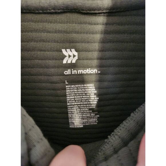 NWT All in Motion Olive Green Quilted Mock Neck Side Zip Pullover Size Large - Picture 2 of 6